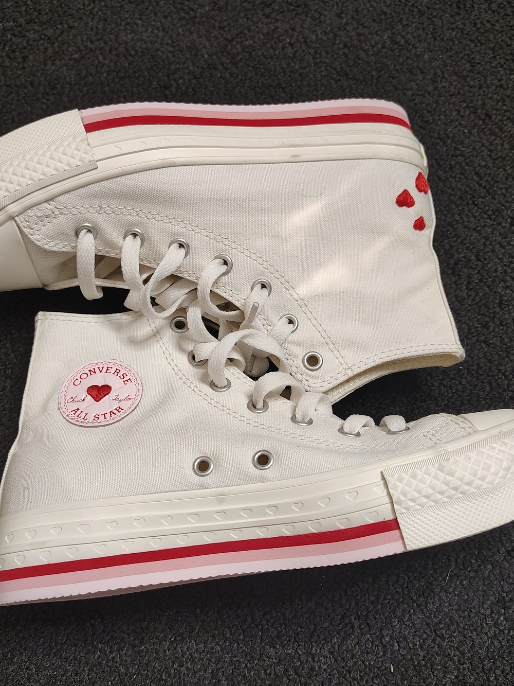 Converse White Red Pink Chuck Taylor All Star Lift Platform Sneaker Youth 4.5